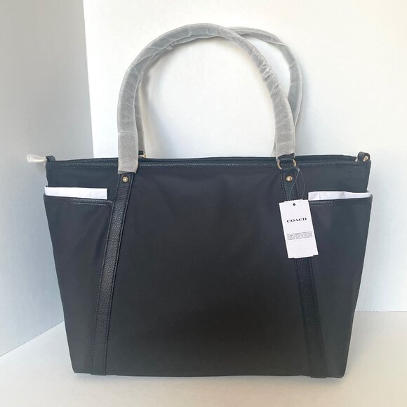 Coach C4072 Black Nylon Leather Baby Diaper Bag Tote w/ Changing Pad Crossbody - Picture 3 of 16